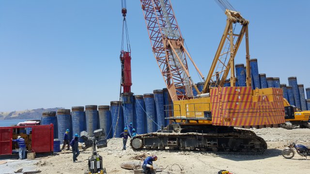 Pile Driving Works using Hydraulic Impact Hammer